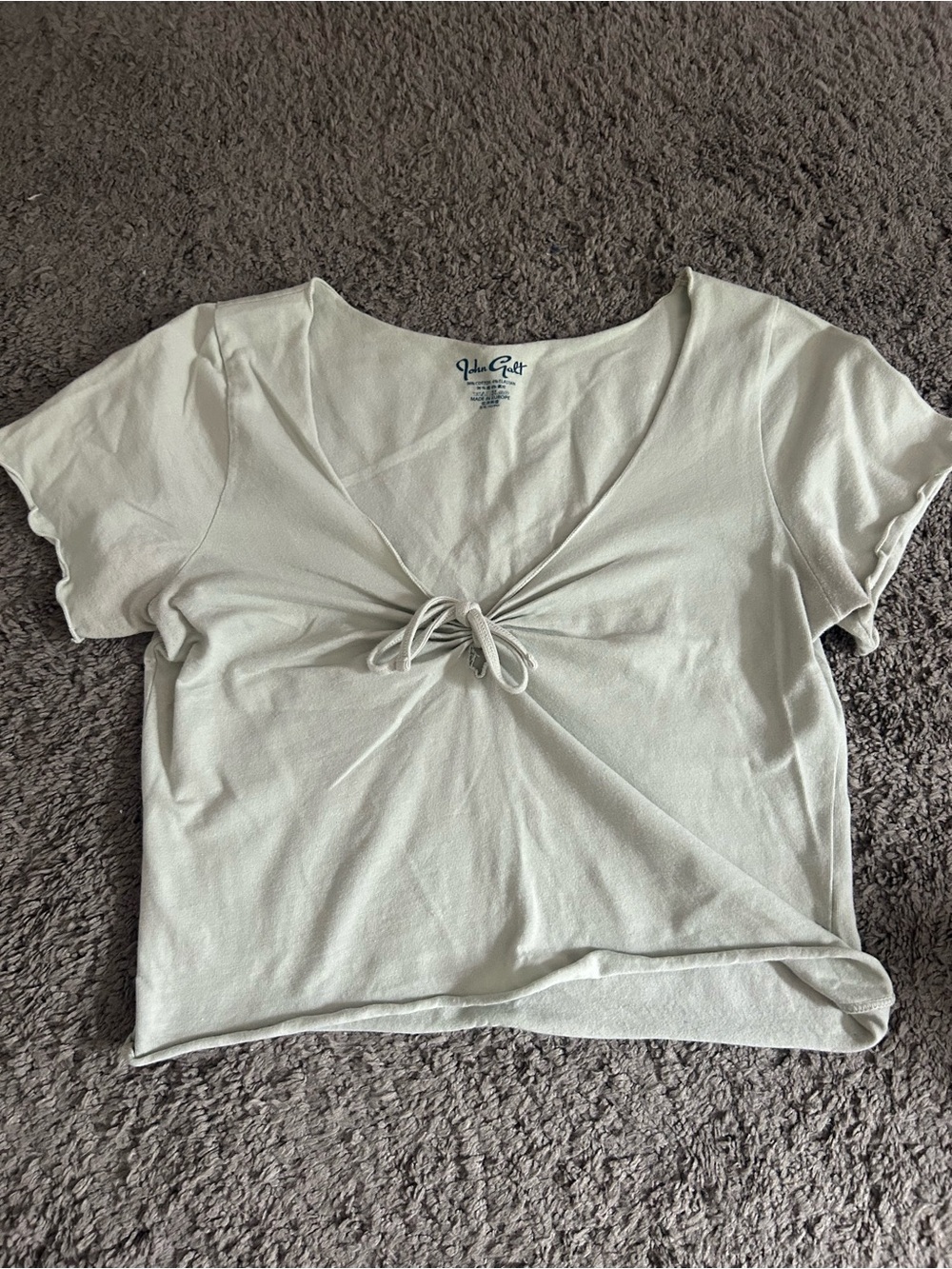 Brandy Melville Cream Tie-Front V-Neck Crop Top